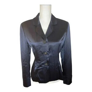 Pamela Dennis Women’s Size 4 Midnight Blue Soft Silky 3 Button Blazer